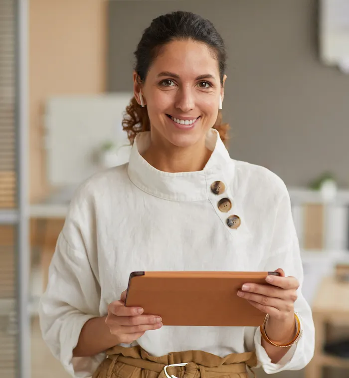 Small business owner with a tablet