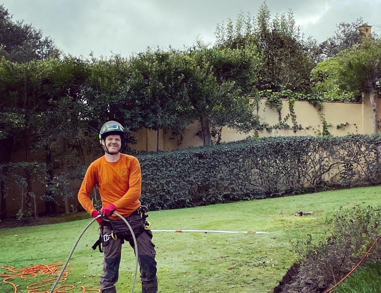 Spaintree Arbolista tree surgeon at work in a garden